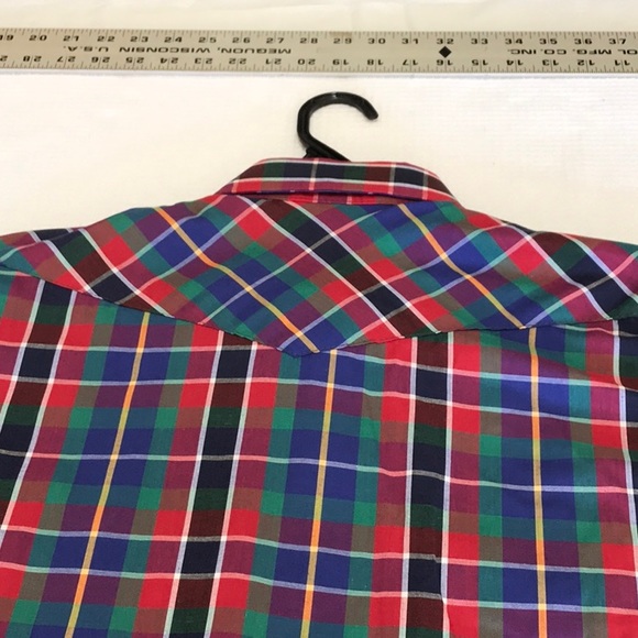 Vintage short sleeve Saddle King Western pearl button medium 15 1/2 regular - Picture 3 of 9